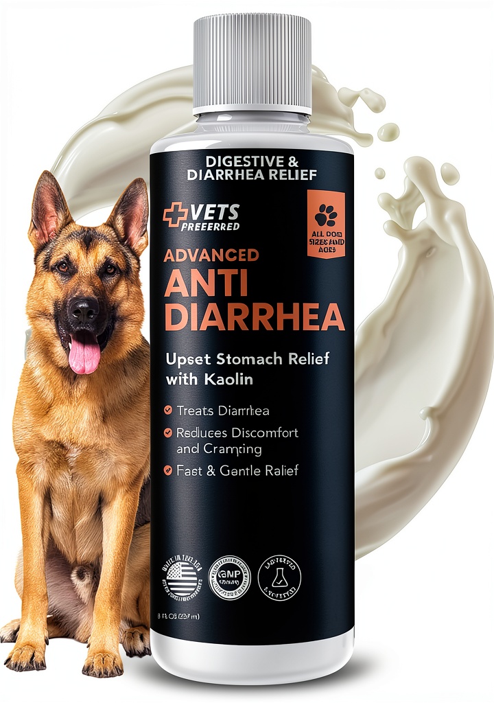 Dog receiving medication on a kitchen floor
