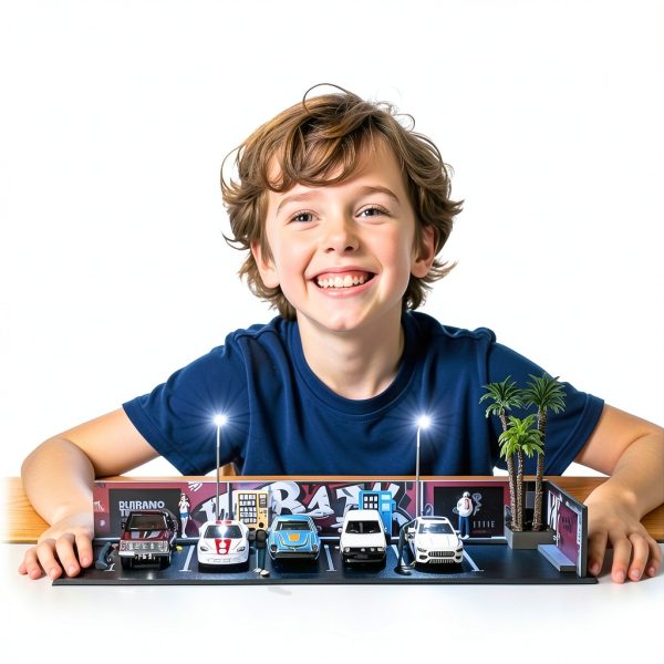 SMORCLUB Street View Garage 1/64 Acrylic Car Display with LED Lights-8