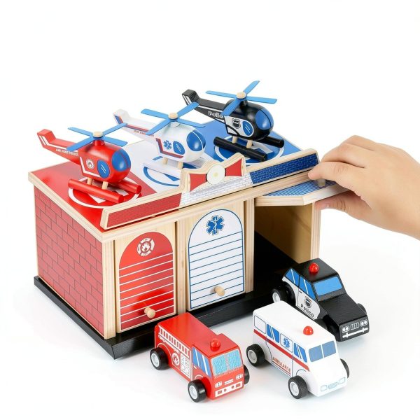 Toy Garage Playset Toy To Enjoy Wooden 2‑Level Set-4