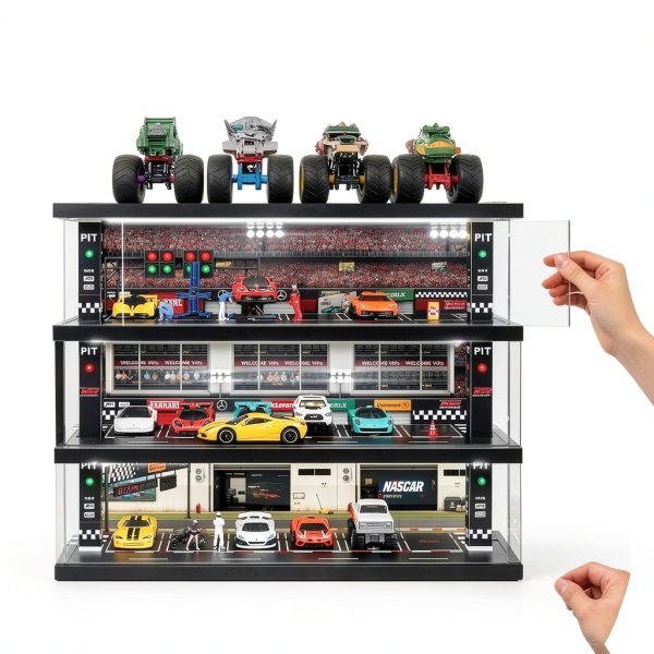 Waivvy Toy Car Storage Garage Wooden LED Display-5