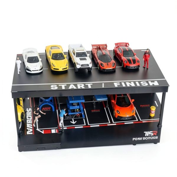 Waivvy Toy Car Storage Garage Wooden LED Display-7