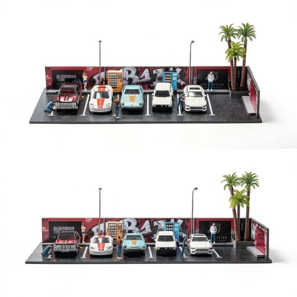 SMORCLUB Street View Garage 1/64 Acrylic Car Display with LED Lights-6