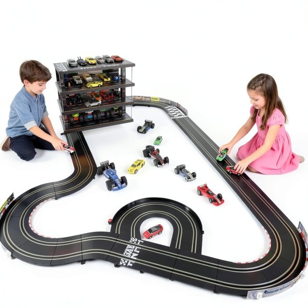 Waivvy Toy Car Storage Garage Wooden LED Display-6