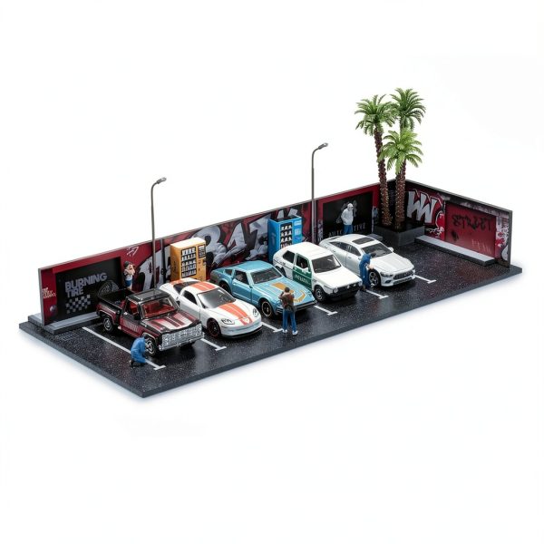 SMORCLUB Street View Garage 1/64 Acrylic Car Display with LED Lights-1