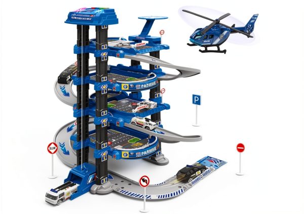 UNIH 4‑Level Toy Garage with Elevator, Ramp & Helicopter – Model-0