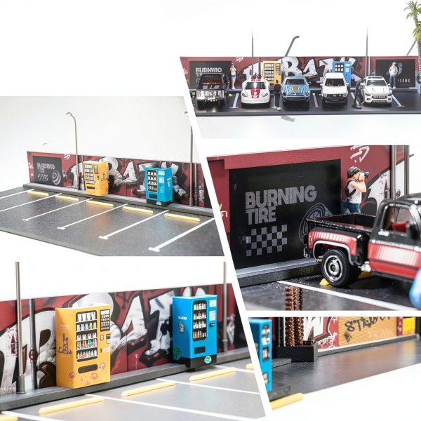 SMORCLUB Street View Garage 1/64 Acrylic Car Display with LED Lights-3