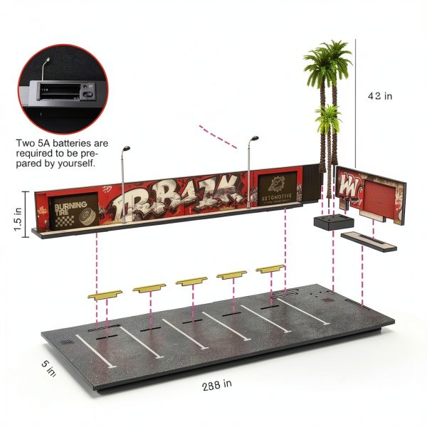 SMORCLUB Street View Garage 1/64 Acrylic Car Display with LED Lights-5