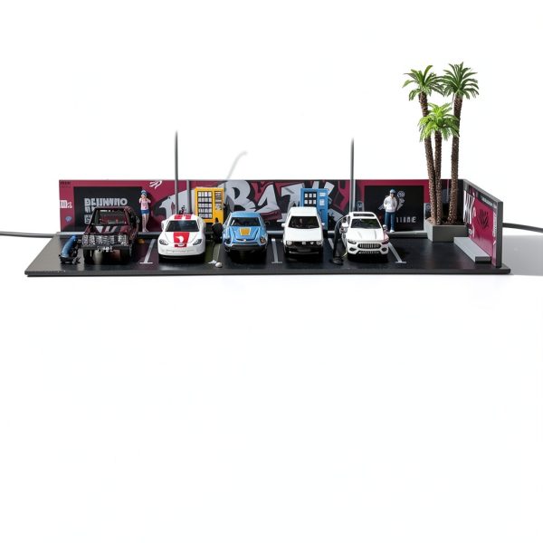 SMORCLUB Street View Garage 1/64 Acrylic Car Display with LED Lights-2