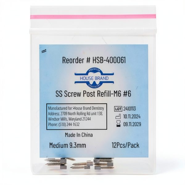 House Brand Dentistry Stainless Steel M6 #6 Screw Post 9.3mm 12pcs-0