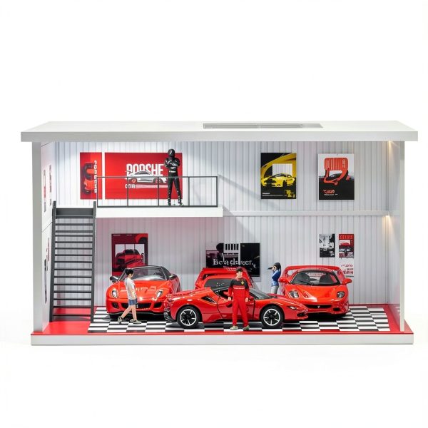 cxiiuui 1/64 scale car garage display with LED Light and Clear Cover-6