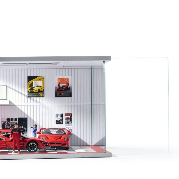 cxiiuui 1/64 scale car garage display with LED Light and Clear Cover-2