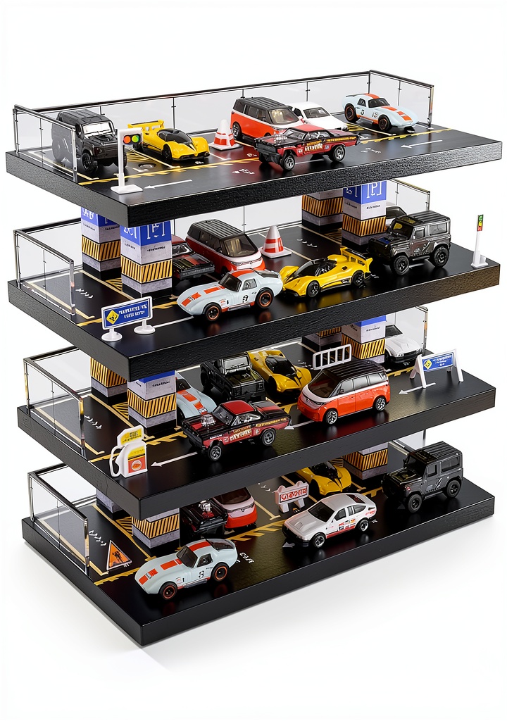 Installing Direct Wheels Display Case WodGod Wooden Tabletop Garage 4 Levels on a wooden desk