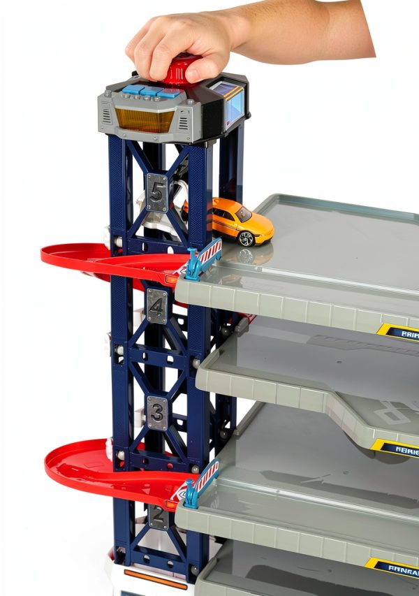 Dickie Toys Car Garage Play Set with Spiral Ramp, 4 Die‑Cast Cars-2