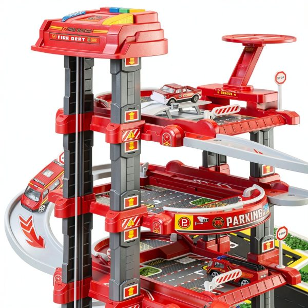 Firefighter Hot Wheels Garage by SCLWSS 4‑Level 1/64 Scale Toy Storage-2