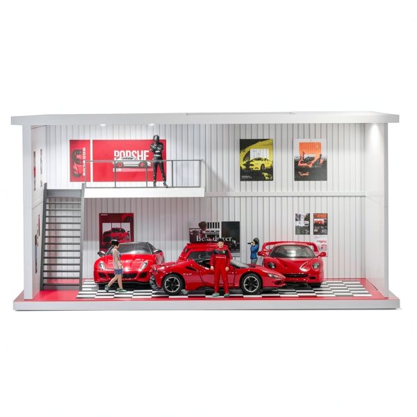 cxiiuui 1/64 scale car garage display with LED Light and Clear Cover-4