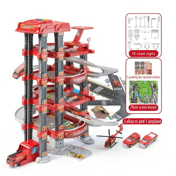 Firefighter Hot Wheels Garage by SCLWSS 4‑Level 1/64 Scale Toy Storage-3