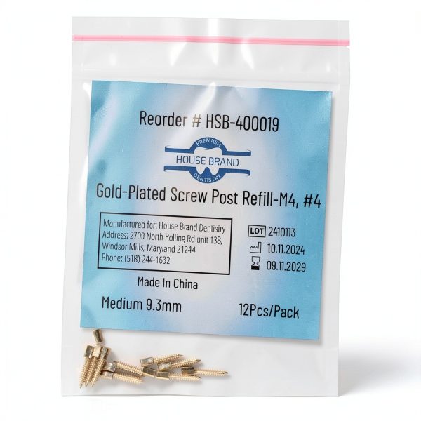 Gold-Plated Screw Post #4 Medium 9.3mm Dental Implant Brand Dentistry-0