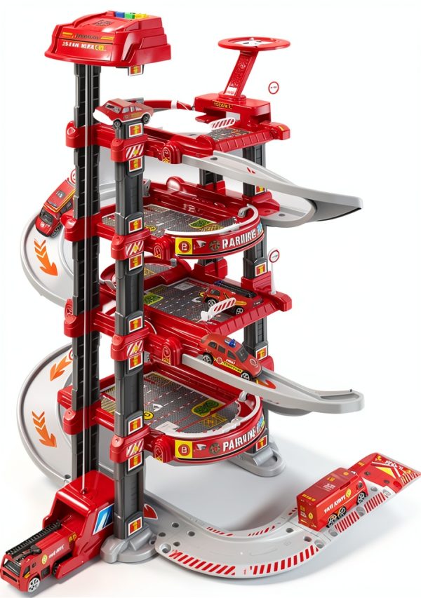 Firefighter Hot Wheels Garage by SCLWSS 4‑Level 1/64 Scale Toy Storage-0
