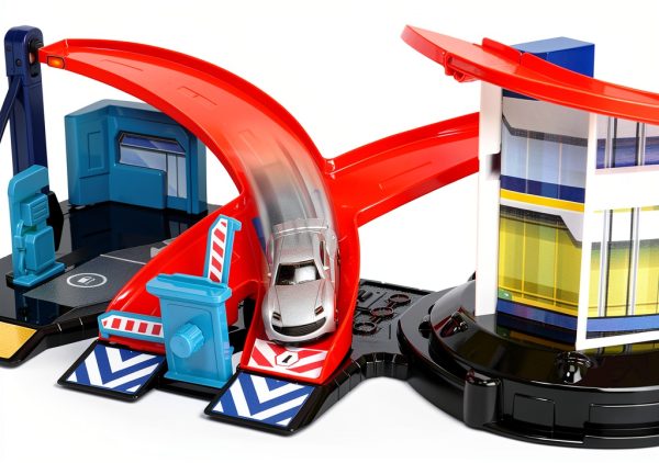 Dickie Toys Car Garage Play Set with Spiral Ramp, 4 Die‑Cast Cars-3