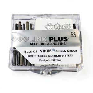 Coltene L722 TMS Link Plus Minim 2/1 Single Shear Pins Bulk Kit, Gold-Plated Stainless Steel, 0.021" Diameter, Silver-0