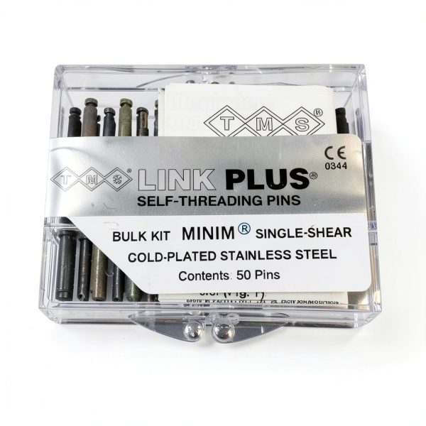 Coltene L722 TMS Link Plus Minim 2/1 Single Shear Pins Bulk Kit, Gold-Plated Stainless Steel, 0.021" Diameter, Silver-0